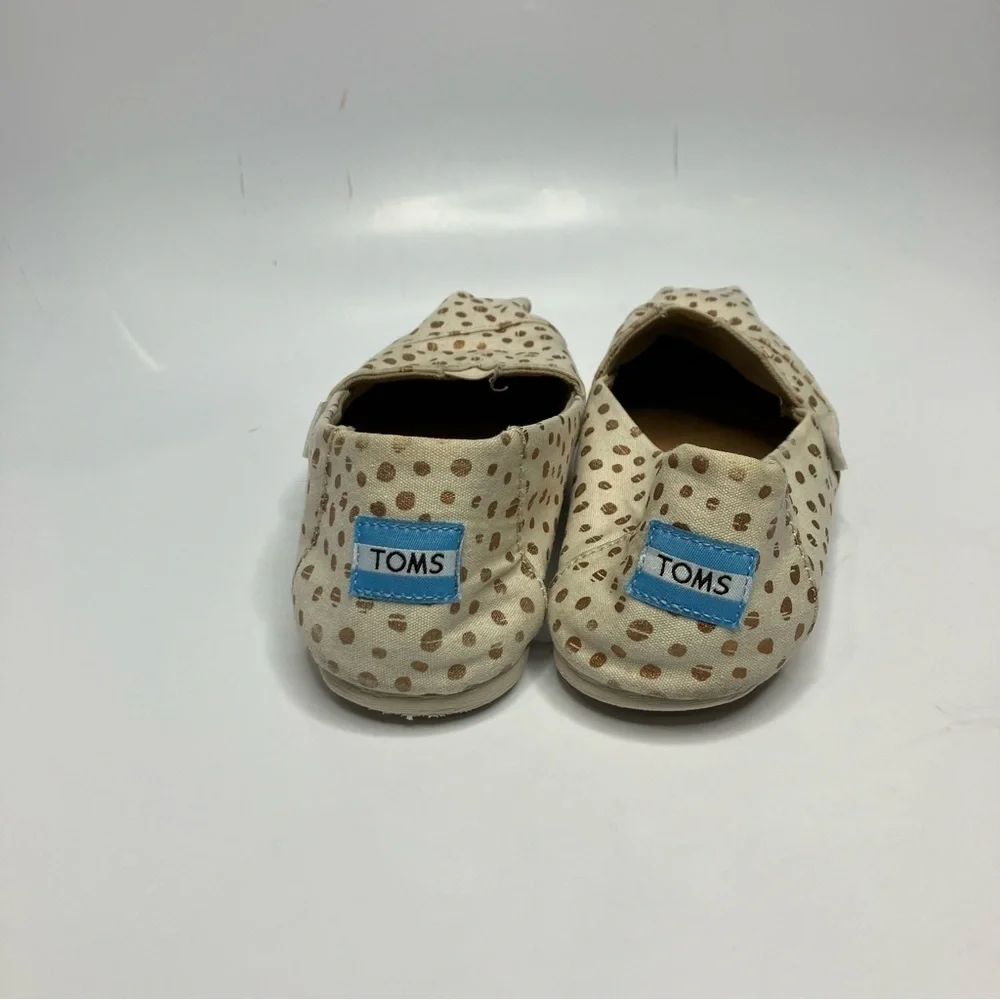 Toms cream with gold dots flats slip on‎ shoes size 8